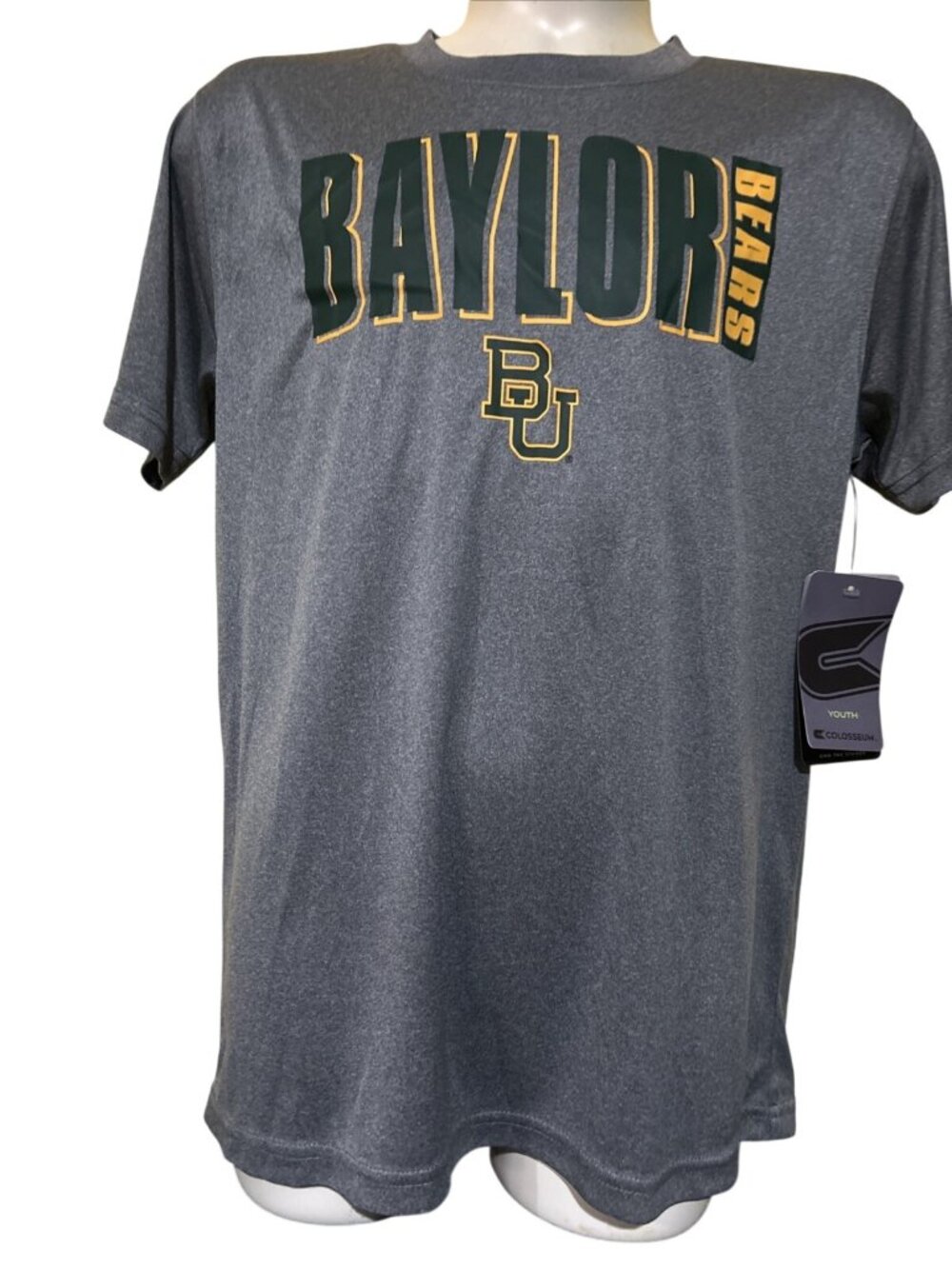 NEW Baylor BU Bears Colosseum Gray SS Crew Neck Tee T-Shirt Youth M 12-14